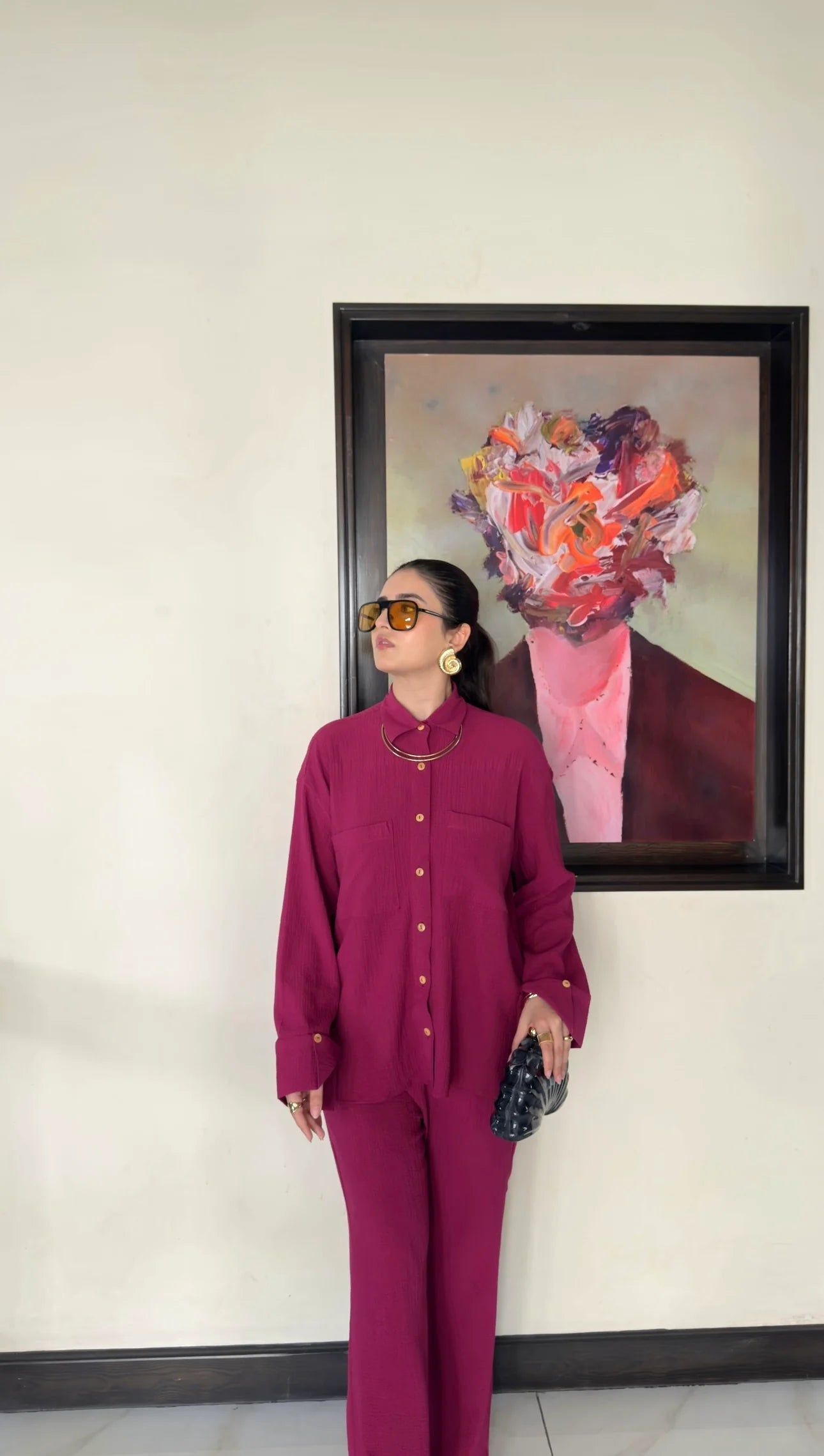 BEERY CO ORD SET CRUSHED FABRIC