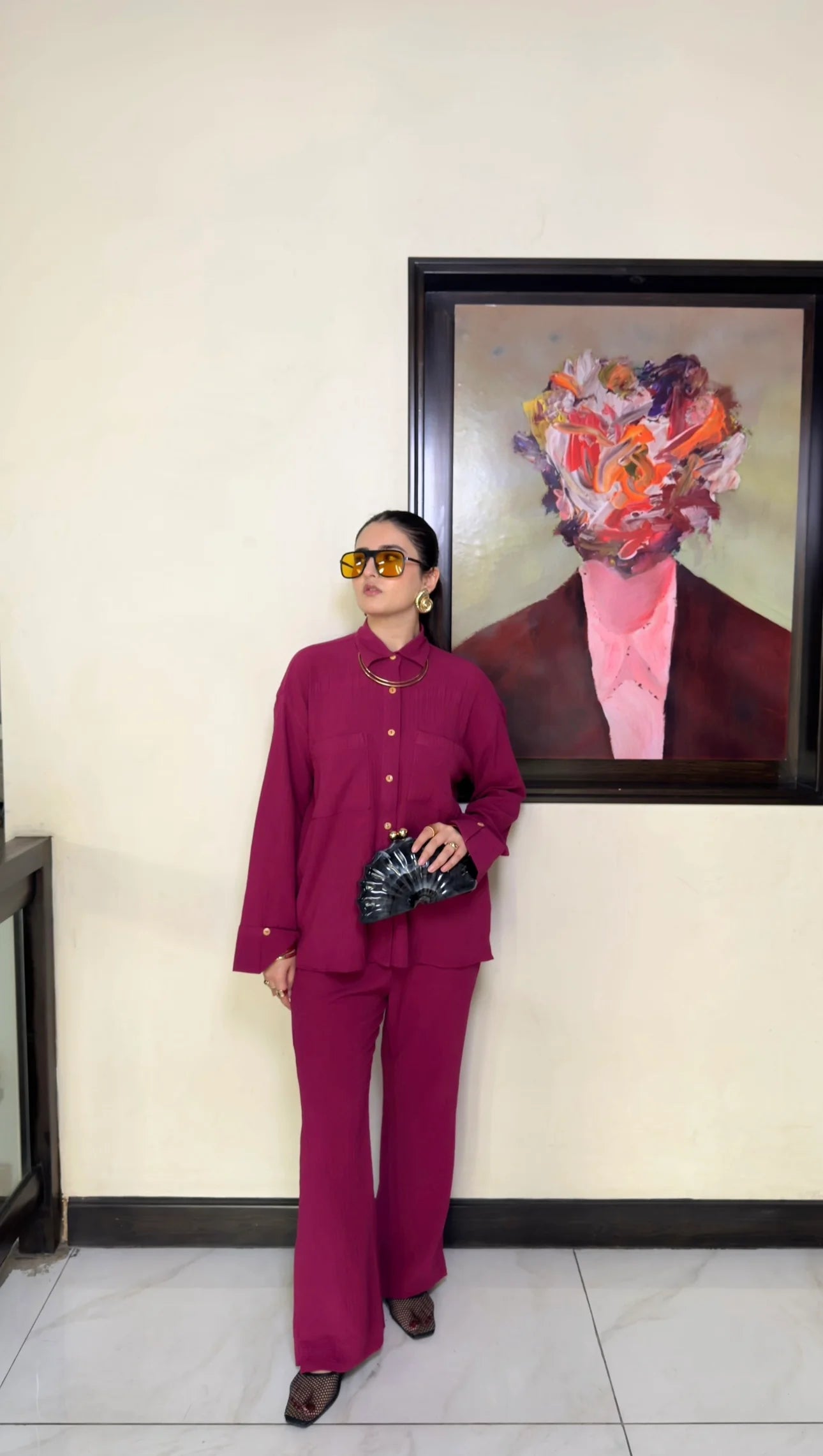 BEERY CO ORD SET CRUSHED FABRIC